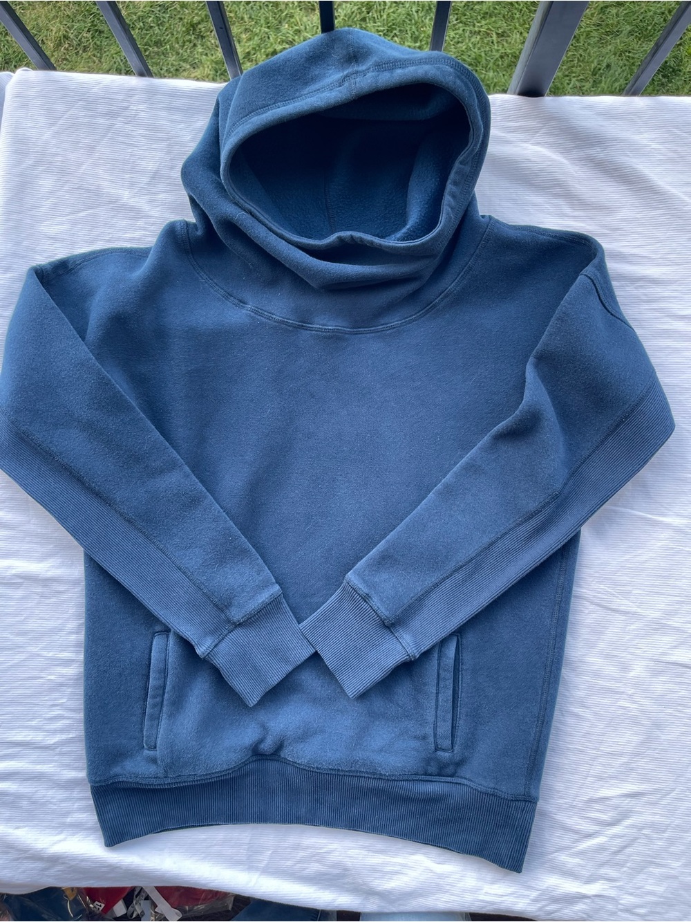 ZYIA Active Mens Navy Blue Hooded Pullover Fleece Hoodie Sweatshirt S
